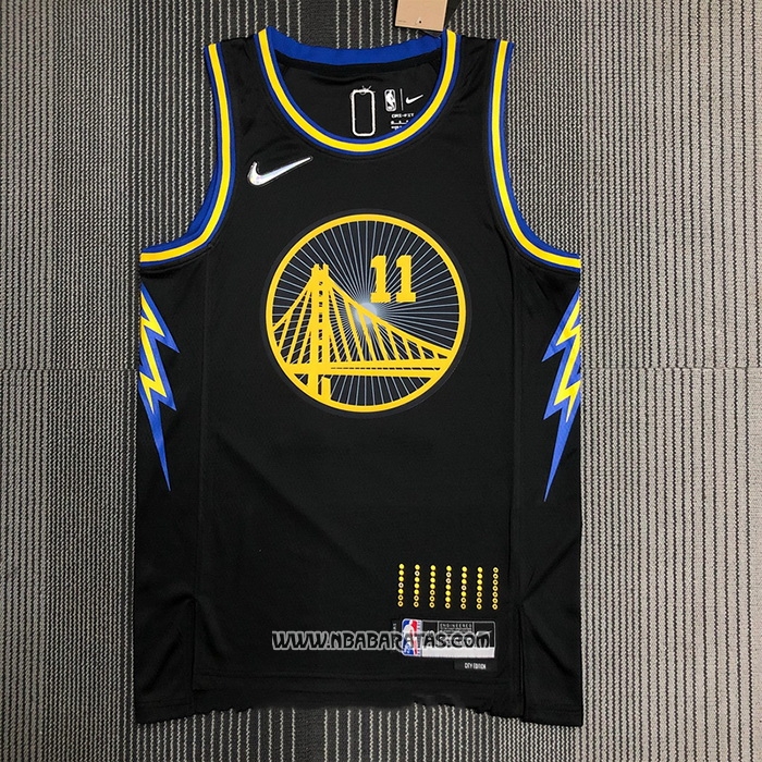 Camiseta Golden State Warriors Klay Thompson #11 Ciudad 2021-22 Negro